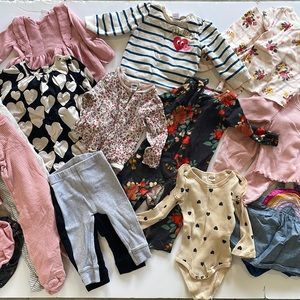 Variety of baby girl clothes sizes 6-12 months